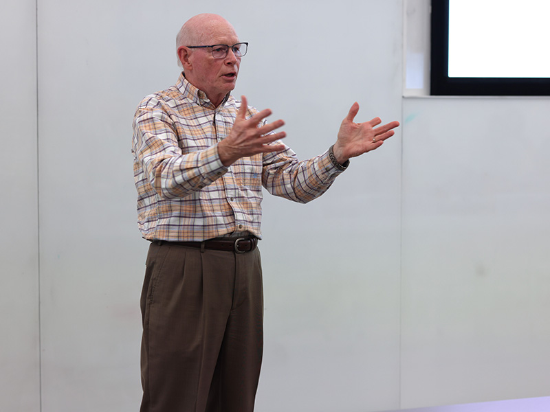 Richard Ball speaks at reception to recognize gift honoring his Grandfather 