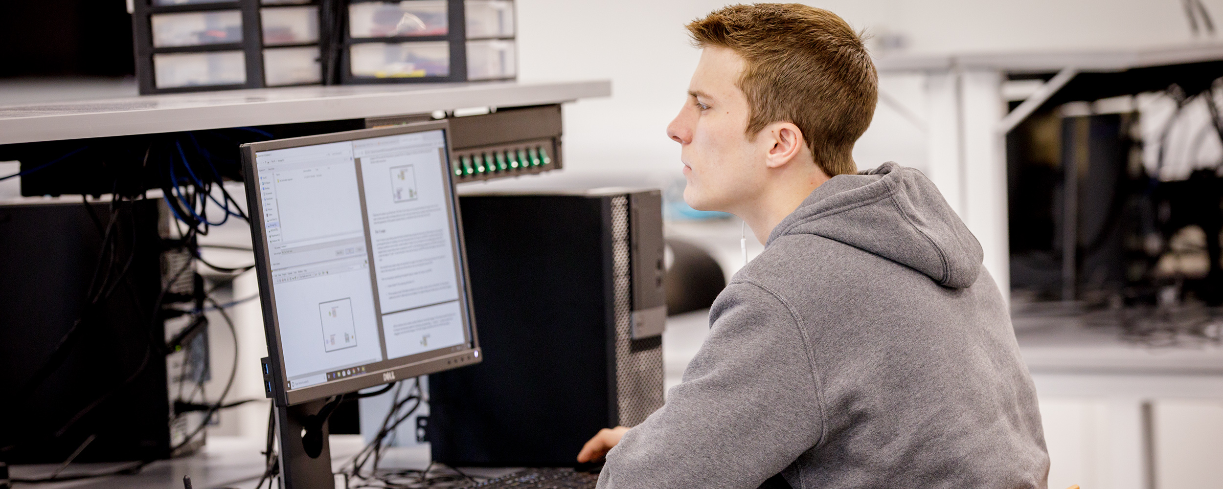 student on computer