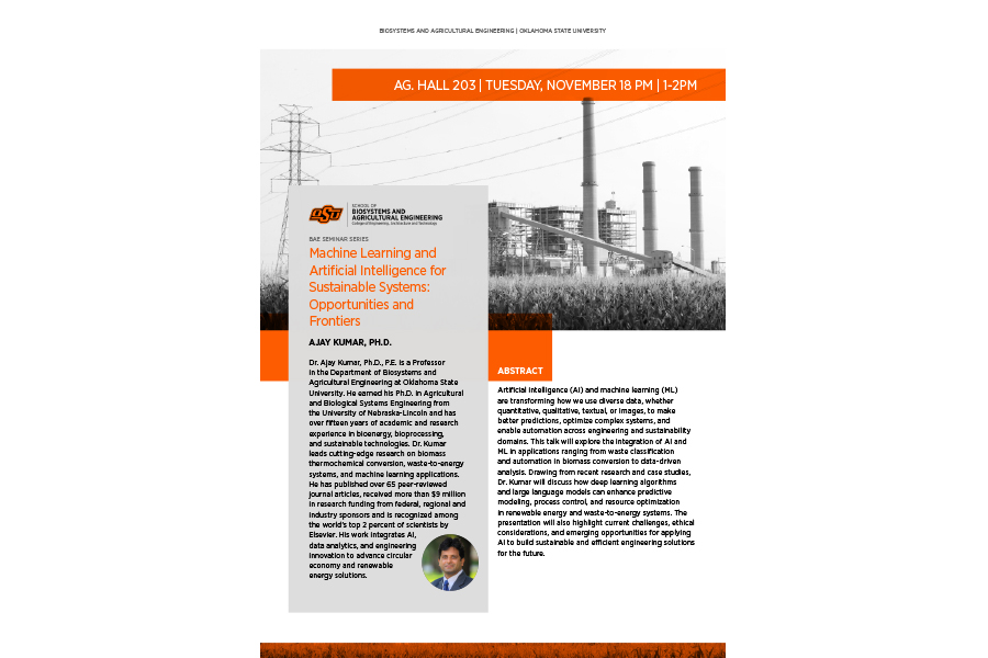 ceat seminar series flyer for Ajay Kumar on 11-18-25, hosted by BAE