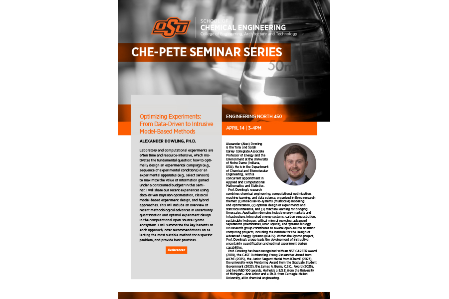 ceat seminar series flyer for alexander dowling on 4-14-26 hosted by CHE