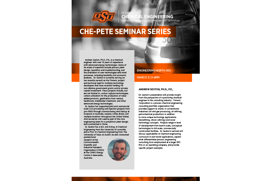 ceat seminar series flyer for Andrew Sexton on 3-3-26 hosted by CHE