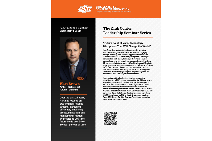 ceat seminar series flyer for Hart Brown visiting the Zink Center 2-10-26