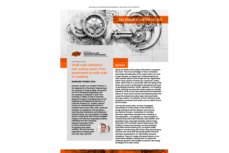 semianr series flyer for Kainoosh Yousefi for 12-11-25 hosted by MAE