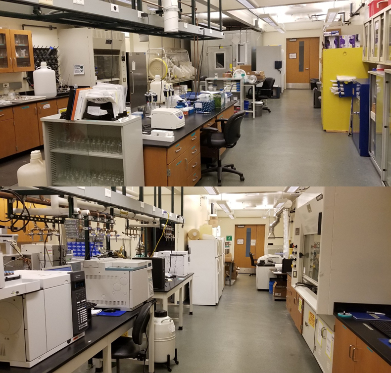 Fig. 1. Dr. Krzmarzick wet laboratory (A) and analytical laboratory (B) Dr. Krzmarzick wet laboratory (A) and analytical laboratory (B)