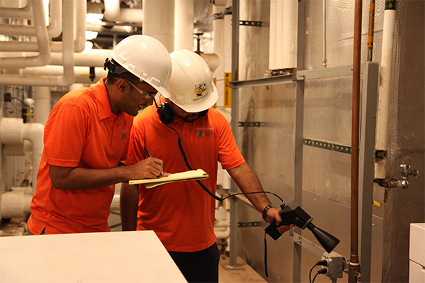 IAC students in mechanical room