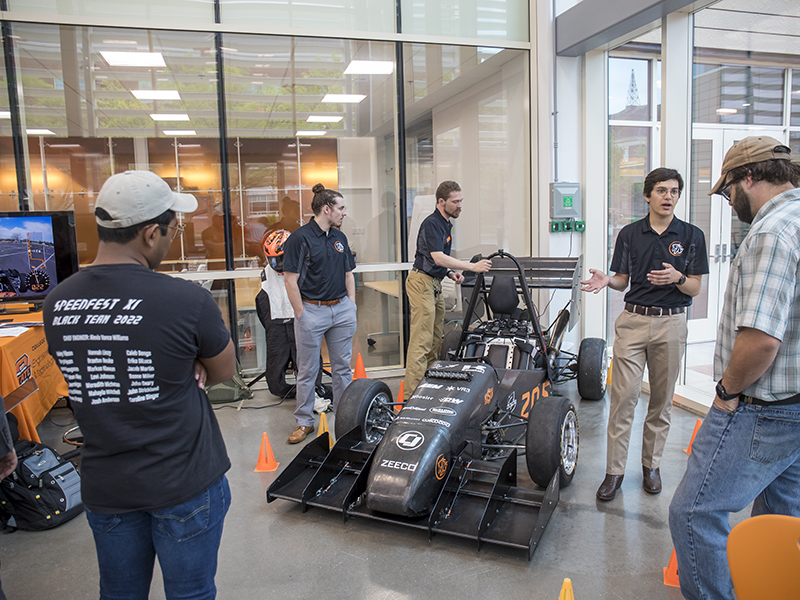Students presenting at a Senior Design Expo