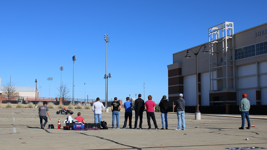 FSAE students at a drive day event 